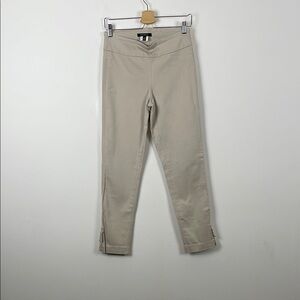 Raffinalla Slim Leg Ponte Stretch Pullon Buckle Detail Ankle Women's 6 Tan Pants